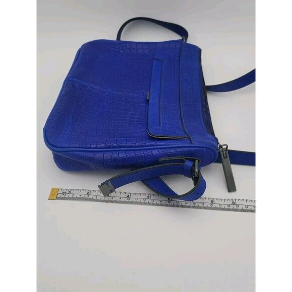 Royal Blue T Tahari Purse Alligator Crocodile Medium Preowned EUC Fast Ship - Picture 10 of 14